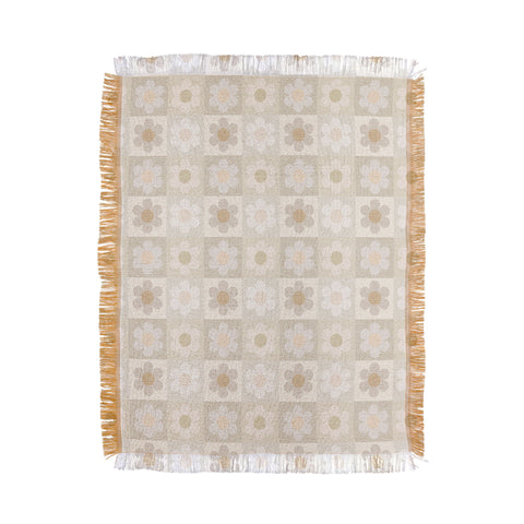 Iveta Abolina Daisy Check Neutral Throw Blanket