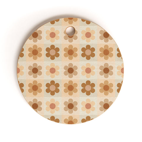 Iveta Abolina Daisy Check Terracotta Medium Cutting Board Round