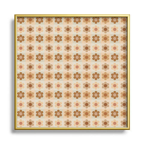 Iveta Abolina Daisy Check Terracotta Medium Metal Square Framed Art Print