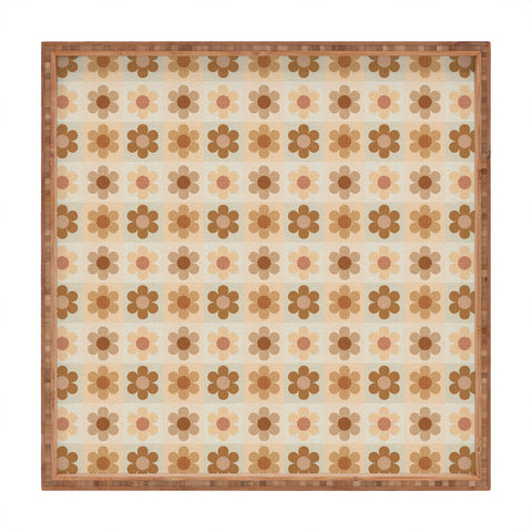 Iveta Abolina Daisy Check Terracotta Medium Square Tray