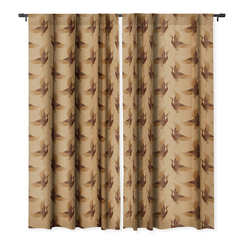 Iveta Abolina Deep Brown Cranes Cider 2 Blackout Window Curtain