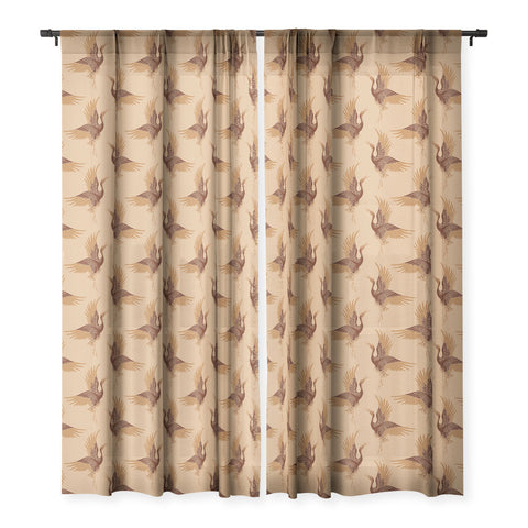Iveta Abolina Deep Brown Cranes Cider 2 Sheer Window Curtain