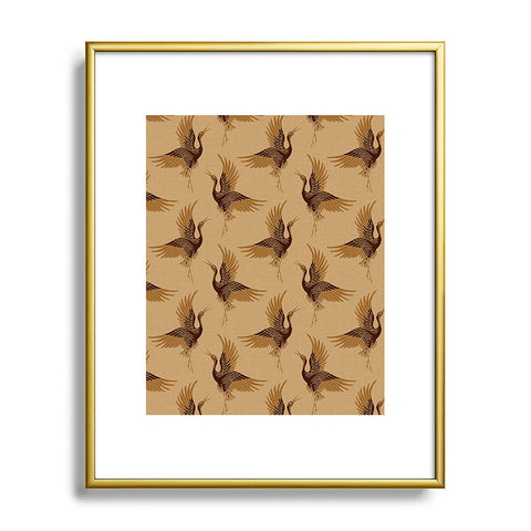 Iveta Abolina Deep Brown Cranes Cider 2 Metal Framed Art Print