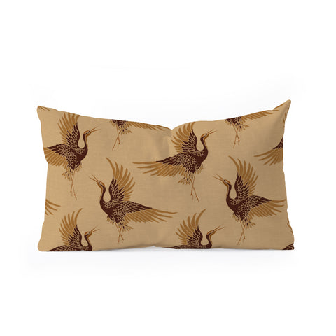 Iveta Abolina Deep Brown Cranes Cider 2 Oblong Throw Pillow