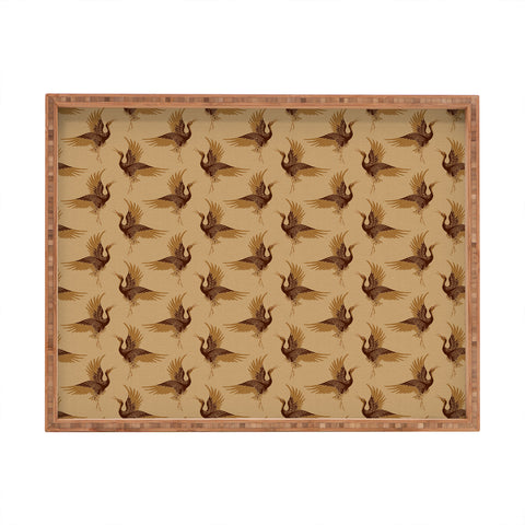 Iveta Abolina Deep Brown Cranes Cider 2 Rectangular Tray