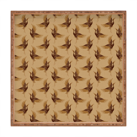 Iveta Abolina Deep Brown Cranes Cider 2 Square Tray