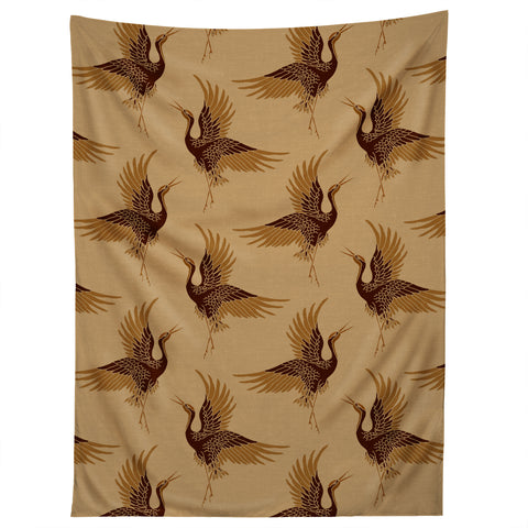 Iveta Abolina Deep Brown Cranes Cider 2 Tapestry