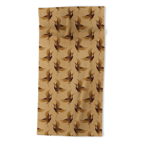 Iveta Abolina Deep Brown Cranes Cider 2 Beach Towel