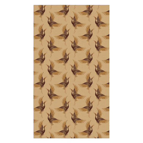 Iveta Abolina Deep Brown Cranes Cider 2 Tablecloth