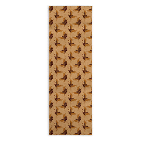 Iveta Abolina Deep Brown Cranes Cider 2 Yoga Towel