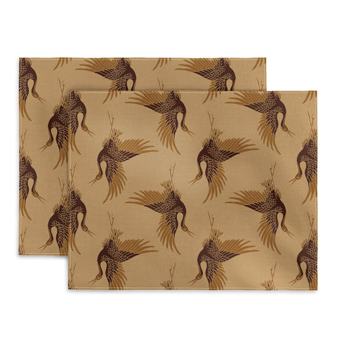 Iveta Abolina Deep Brown Cranes Cider 2 Placemat