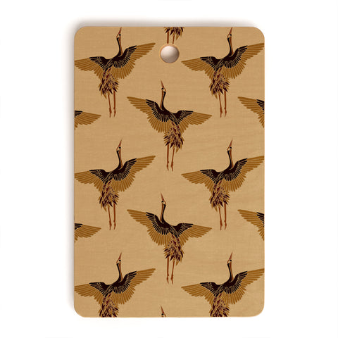 Iveta Abolina Deep Brown Cranes Cider Cutting Board Rectangle