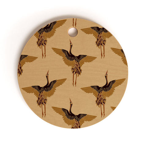 Iveta Abolina Deep Brown Cranes Cider Cutting Board Round