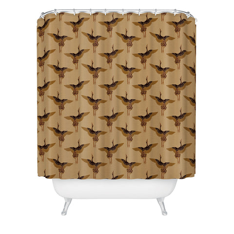 Iveta Abolina Deep Brown Cranes Cider Shower Curtain