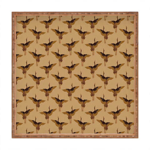 Iveta Abolina Deep Brown Cranes Cider Square Tray