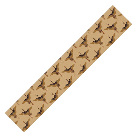 Iveta Abolina Deep Brown Cranes Cider Table Runner