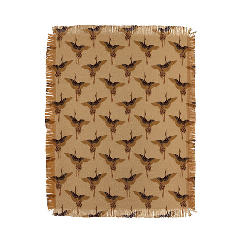 Iveta Abolina Deep Brown Cranes Cider Throw Blanket