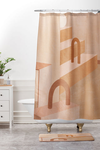 Iveta Abolina Delicious Terracotta Curves I Shower Curtain And Mat