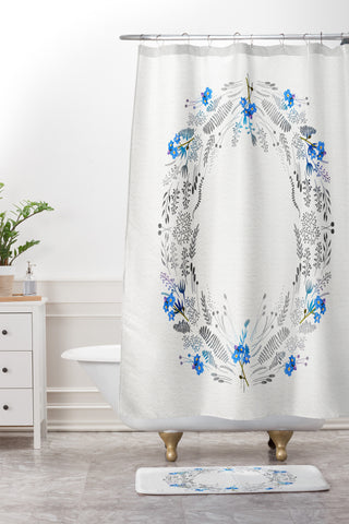 Iveta Abolina Dreamland Blue Shower Curtain And Mat