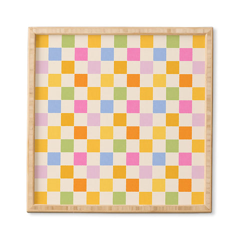 Iveta Abolina Eclectic Checker Check Cream Framed Wall Art