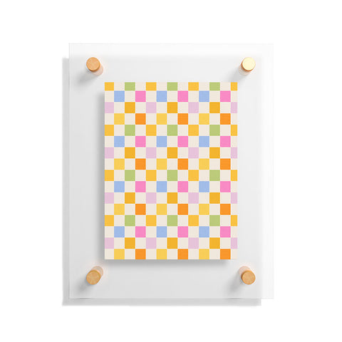 Iveta Abolina Eclectic Checker Check Cream Floating Acrylic Print