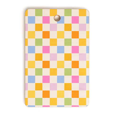 Iveta Abolina Eclectic Checker Check Cream Cutting Board Rectangle