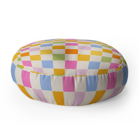 Iveta Abolina Eclectic Checker Check Cream Floor Pillow Round