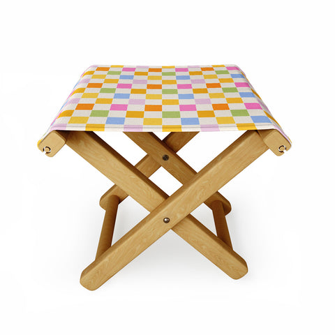 Iveta Abolina Eclectic Checker Check Cream Folding Stool