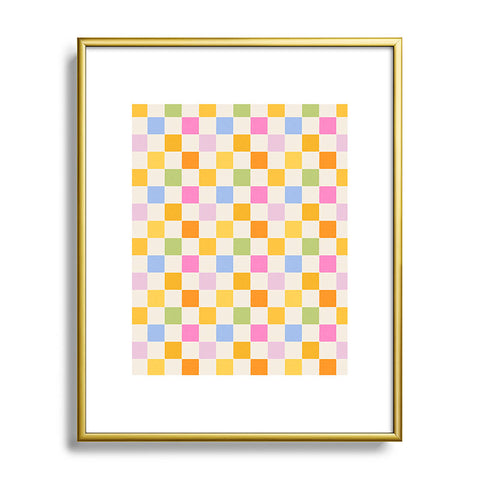 Iveta Abolina Eclectic Checker Check Cream Metal Framed Art Print