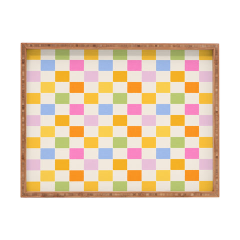 Iveta Abolina Eclectic Checker Check Cream Rectangular Tray