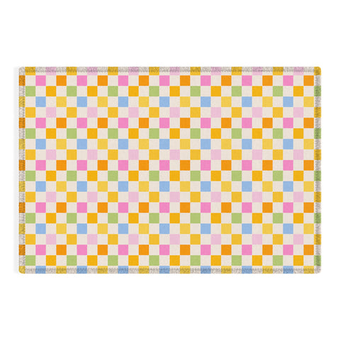 Iveta Abolina Eclectic Checker Check Cream Outdoor Rug