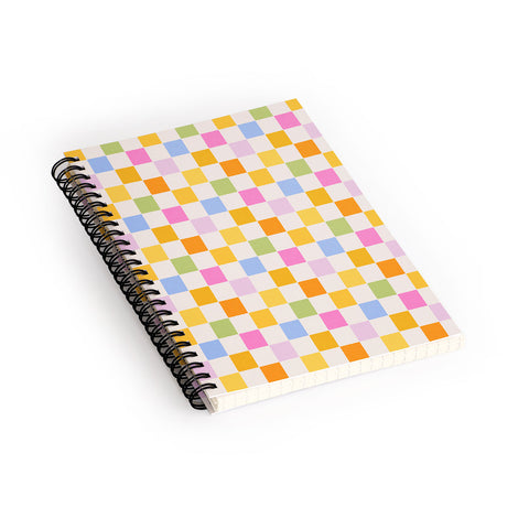 Iveta Abolina Eclectic Checker Check Cream Spiral Notebook