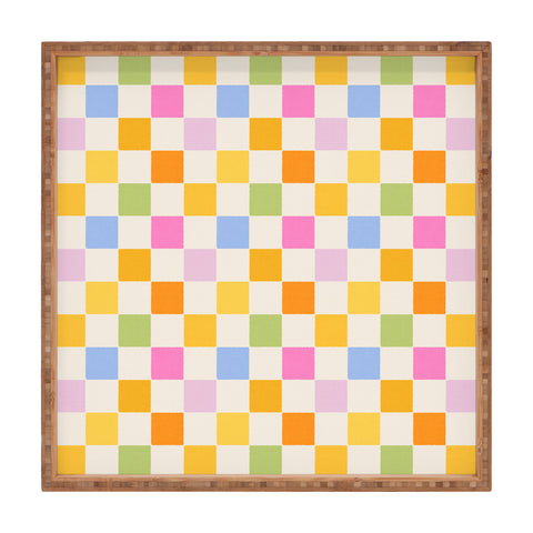 Iveta Abolina Eclectic Checker Check Cream Square Tray