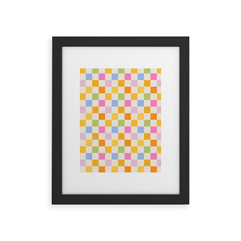 Iveta Abolina Eclectic Checker Check Cream Framed Art Print