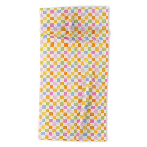 Iveta Abolina Eclectic Checker Check Cream Beach Towel
