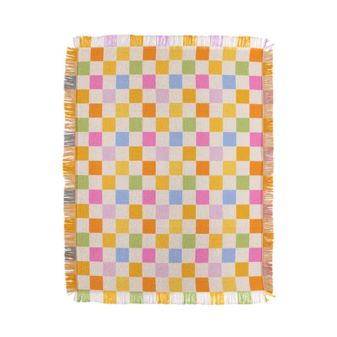 Iveta Abolina Eclectic Checker Check Cream Throw Blanket