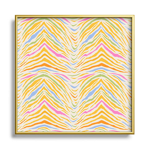 Iveta Abolina Eclectic Zebra Cream Metal Square Framed Art Print