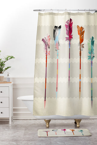 Iveta Abolina Feathered Arrows Shower Curtain And Mat
