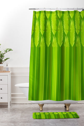Iveta Abolina Ferntastic Stripe Shower Curtain And Mat