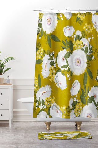 Iveta Abolina Fleurette Midday Shower Curtain And Mat