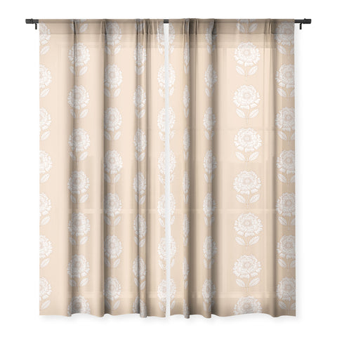 Iveta Abolina Floral Beige Coral Sheer Window Curtain