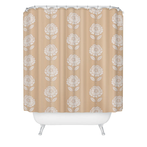 Iveta Abolina Floral Beige Coral Shower Curtain