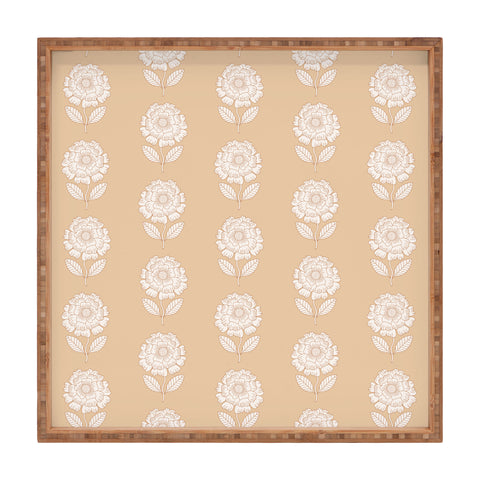 Iveta Abolina Floral Beige Coral Square Tray