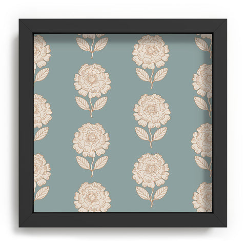 Iveta Abolina Floral Beige Teal Recessed Framing Square