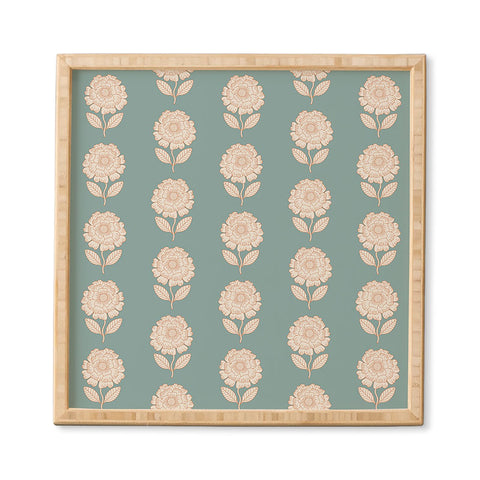 Iveta Abolina Floral Beige Teal Framed Wall Art