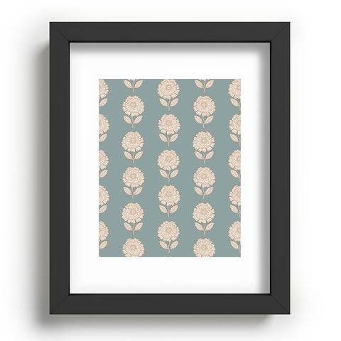 Iveta Abolina Floral Beige Teal Recessed Framing Rectangle