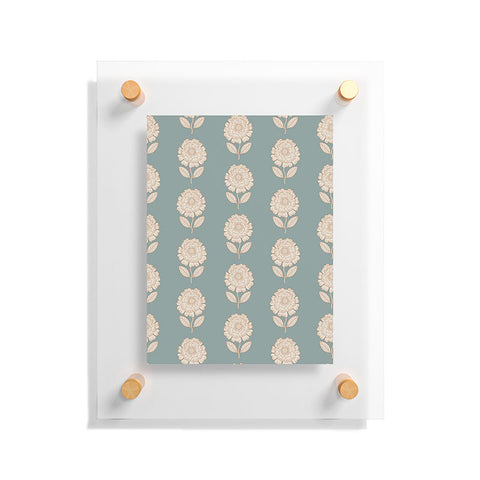 Iveta Abolina Floral Beige Teal Floating Acrylic Print