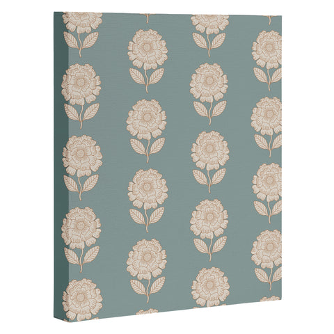 Iveta Abolina Floral Beige Teal Art Canvas
