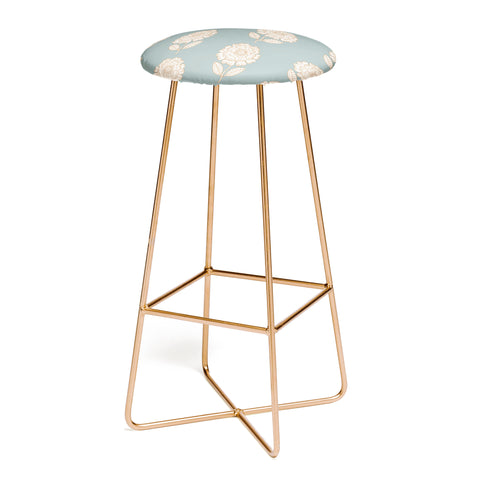 Iveta Abolina Floral Beige Teal Bar Stool