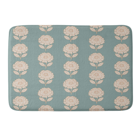 Iveta Abolina Floral Beige Teal Memory Foam Bath Mat